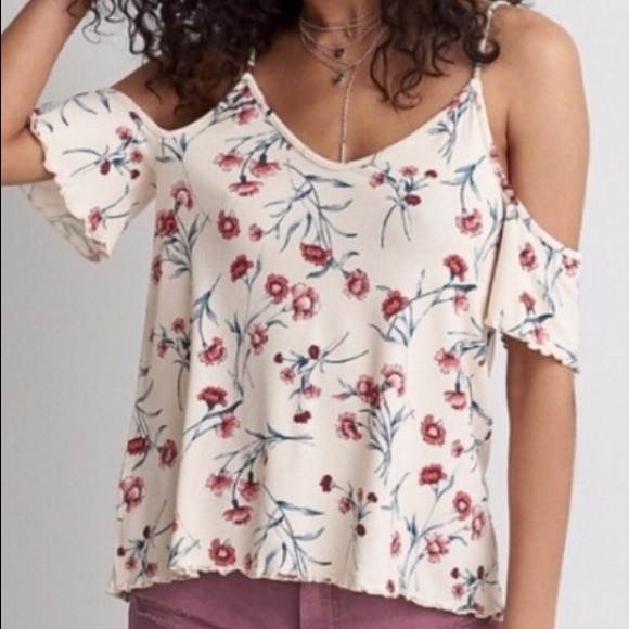 American Eagle Soft and Sexy Cold Shoulder Blouse - Picture 1 of 5